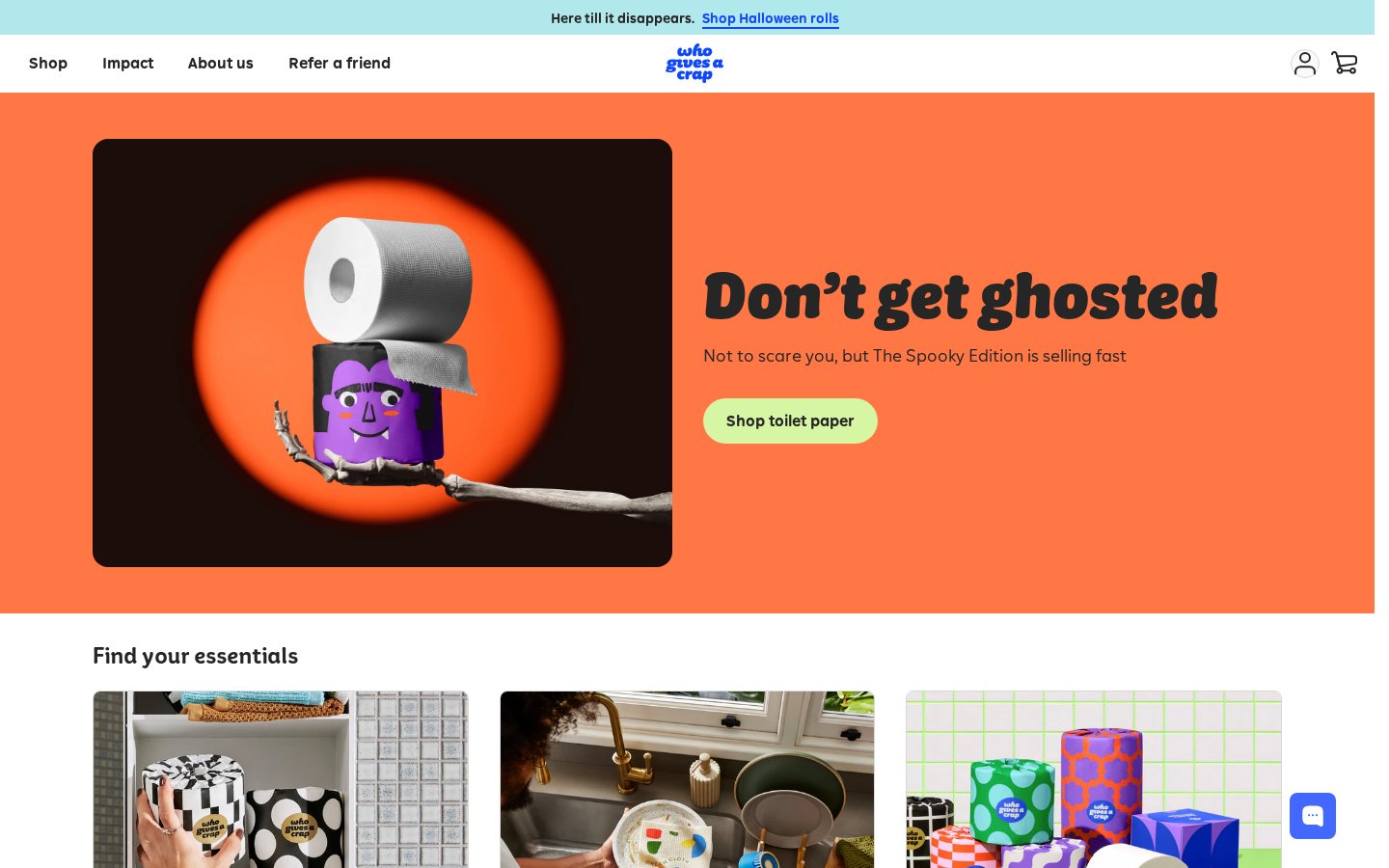 Screenshot of the Who Gives A Crap homepage